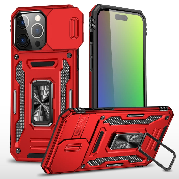 For iPhone 16 Pro Armor PC + TPU Camera Shield Phone Case(Red) - iPhone 16 Pro Cases by PMC TechLife | Online Shopping South Africa | PMC TechLife | Buy Now Pay Later Mobicred
