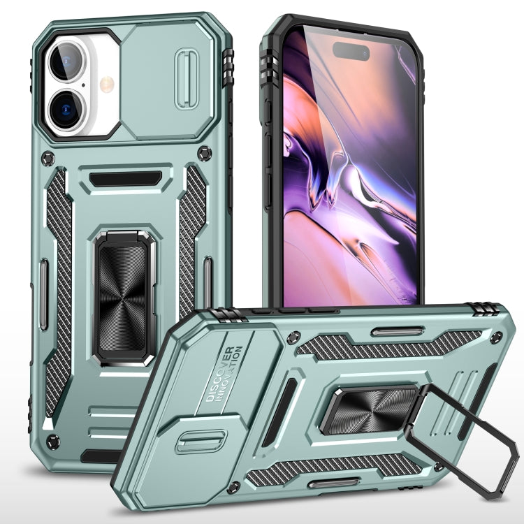 For iPhone 16 Armor PC + TPU Camera Shield Phone Case(Alpine Green) - iPhone 16 Cases by PMC TechLife | Online Shopping South Africa | PMC TechLife | Buy Now Pay Later Mobicred