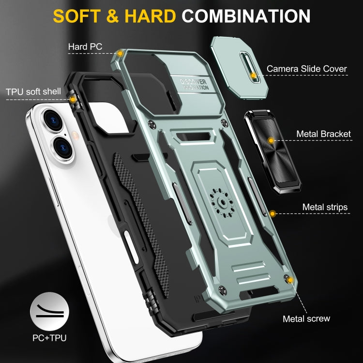 For iPhone 16 Armor PC + TPU Camera Shield Phone Case(Alpine Green) - iPhone 16 Cases by PMC TechLife | Online Shopping South Africa | PMC TechLife | Buy Now Pay Later Mobicred
