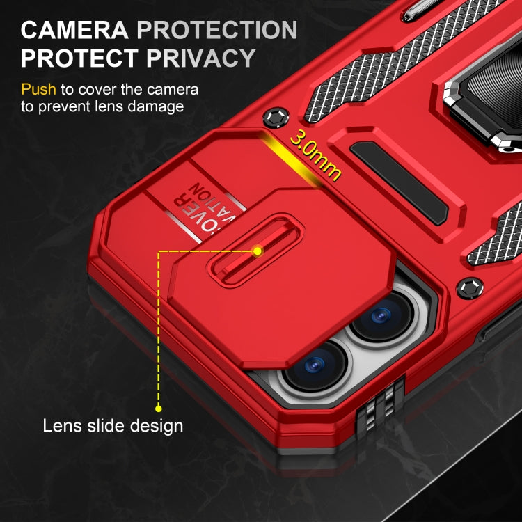 For iPhone 16 Armor PC + TPU Camera Shield Phone Case(Red) - iPhone 16 Cases by PMC TechLife | Online Shopping South Africa | PMC TechLife | Buy Now Pay Later Mobicred