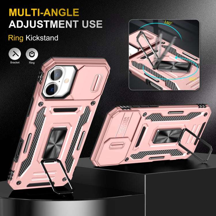 For iPhone 16 Armor PC + TPU Camera Shield Phone Case(Rose Gold) - iPhone 16 Cases by PMC TechLife | Online Shopping South Africa | PMC TechLife | Buy Now Pay Later Mobicred