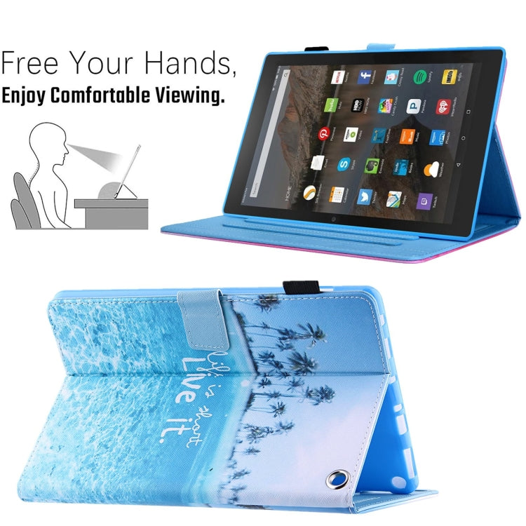 For Amazon Fire Max 11 2023 Colored Drawing Smart Leather Tablet Case(Beach) - Amazon by PMC TechLife | Online Shopping South Africa | PMC TechLife | Buy Now Pay Later Mobicred