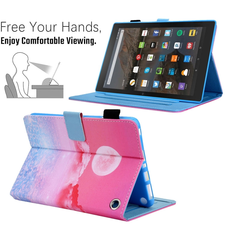 For Amazon Fire Max 11 2023 Colored Drawing Leather Smart Tablet Case(Red Moom) - Amazon by PMC TechLife | Online Shopping South Africa | PMC TechLife | Buy Now Pay Later Mobicred