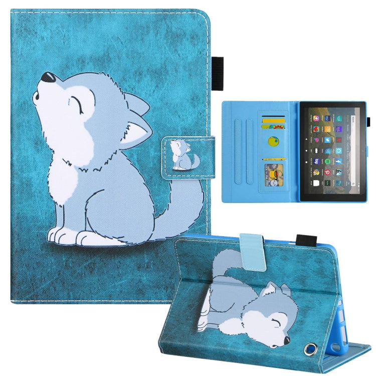 For Amazon Fire Max 11 2023 Colored Drawing Leather Smart Tablet Case(Cute Wolf) - Amazon by PMC TechLife | Online Shopping South Africa | PMC TechLife | Buy Now Pay Later Mobicred