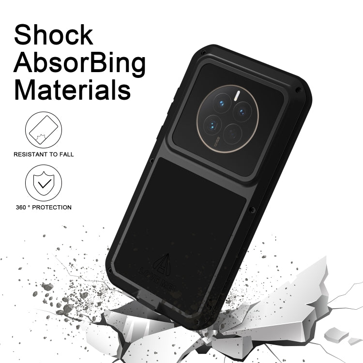 For Huawei Mate 50 Pro LOVE MEI POWERFUL Metal Shockproof Life Waterproof Dustproof Phone Case(Black) - Huawei Cases by LOVE MEI | Online Shopping South Africa | PMC Jewellery | Buy Now Pay Later Mobicred