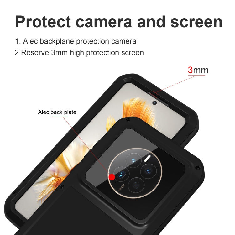 For Huawei Mate 50 Pro LOVE MEI POWERFUL Metal Shockproof Life Waterproof Dustproof Phone Case(Black) - Huawei Cases by LOVE MEI | Online Shopping South Africa | PMC Jewellery | Buy Now Pay Later Mobicred