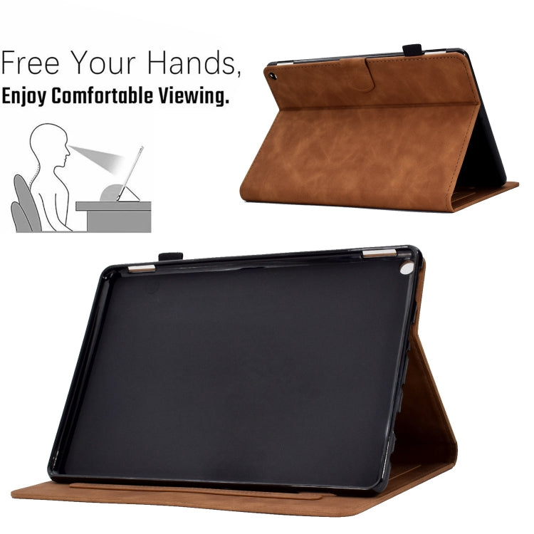 For Amazon Fire Max 11 2023 Embossed Tower Flip Smart Leather Tablet Case(Brown) - Amazon by PMC TechLife | Online Shopping South Africa | PMC TechLife | Buy Now Pay Later Mobicred