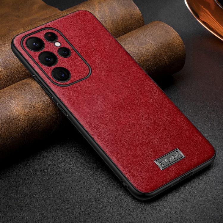 For Samsung Galaxy S25 Ultra 5G SULADA Shockproof TPU Hybrid Handmade Leather Phone Case(Red) - Galaxy S25 Ultra 5G Cases by SULADA | Online Shopping South Africa | PMC Jewellery | Buy Now Pay Later Mobicred