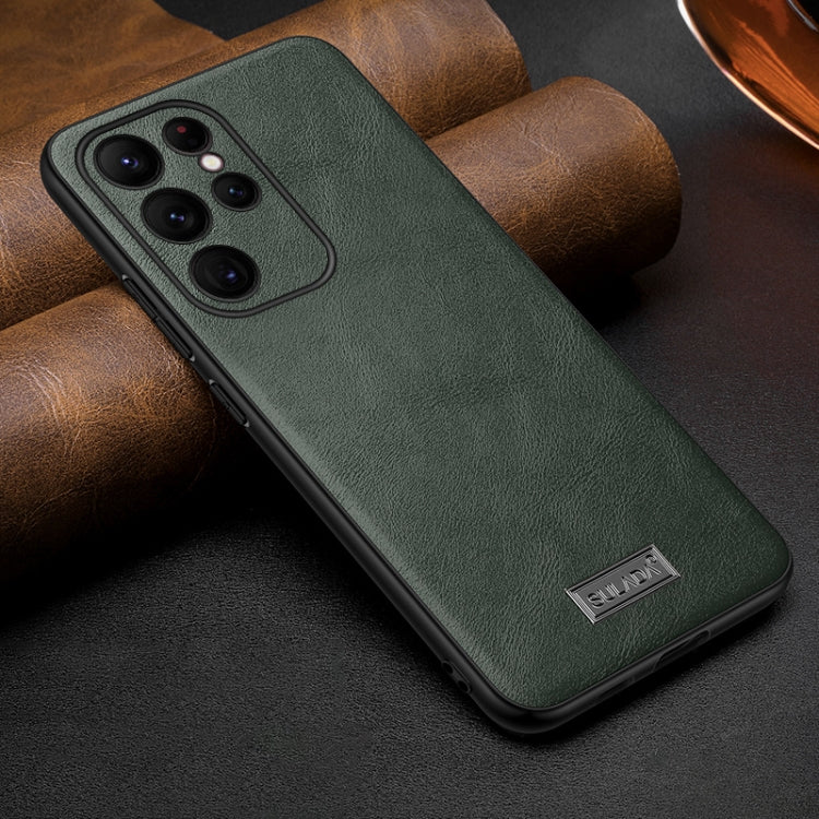 For Samsung Galaxy S25 Ultra 5G SULADA Shockproof TPU Hybrid Handmade Leather Phone Case(Green) - Galaxy S25 Ultra 5G Cases by SULADA | Online Shopping South Africa | PMC Jewellery | Buy Now Pay Later Mobicred