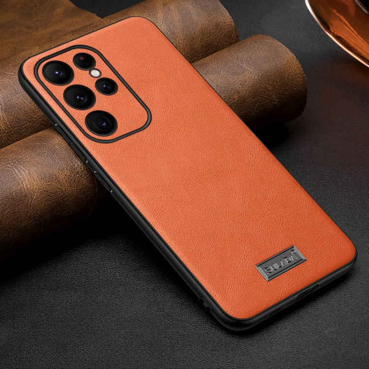 For Samsung Galaxy S25 Ultra 5G SULADA Shockproof TPU Hybrid Handmade Leather Phone Case(Orange) - Galaxy S25 Ultra 5G Cases by SULADA | Online Shopping South Africa | PMC Jewellery | Buy Now Pay Later Mobicred