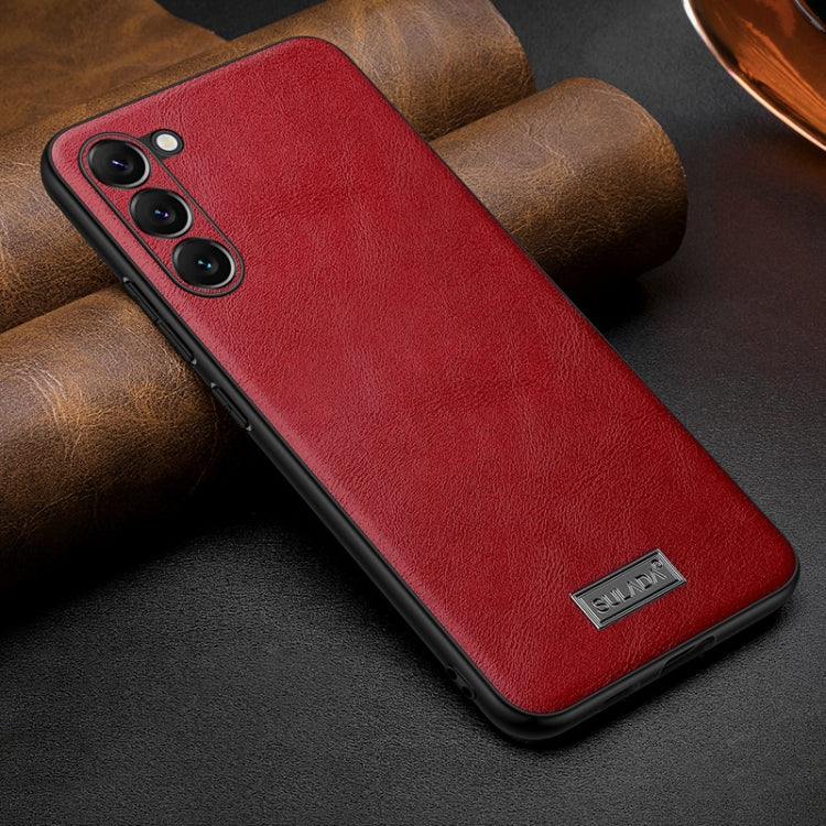 For Samsung Galaxy S25+ 5G SULADA Shockproof TPU Hybrid Handmade Leather Phone Case(Red) - Galaxy S25+ 5G Cases by SULADA | Online Shopping South Africa | PMC Jewellery | Buy Now Pay Later Mobicred