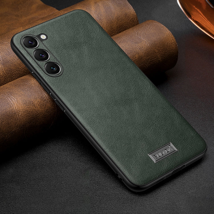 For Samsung Galaxy S25+ 5G SULADA Shockproof TPU Hybrid Handmade Leather Phone Case(Green) - Galaxy S25+ 5G Cases by SULADA | Online Shopping South Africa | PMC Jewellery | Buy Now Pay Later Mobicred