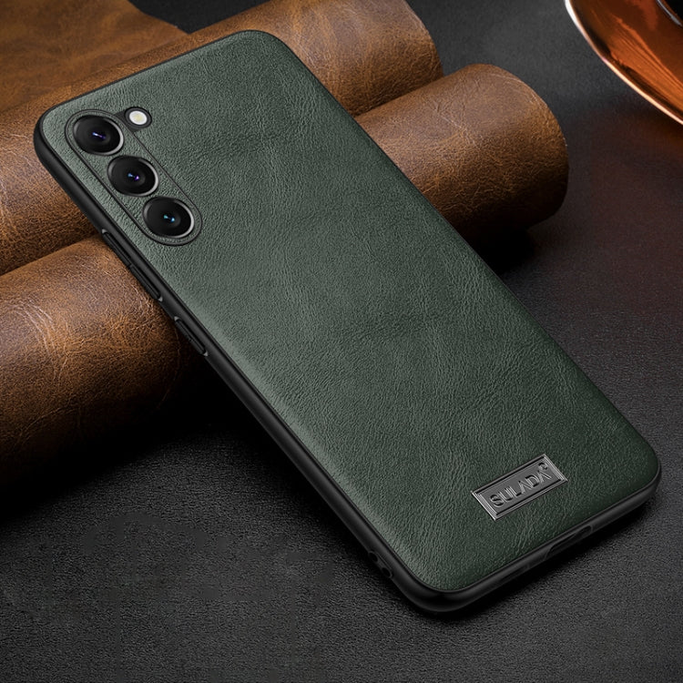 For Samsung Galaxy S25 5G SULADA Shockproof TPU Hybrid Handmade Leather Phone Case(Green) - Galaxy S25 5G Cases by SULADA | Online Shopping South Africa | PMC Jewellery | Buy Now Pay Later Mobicred