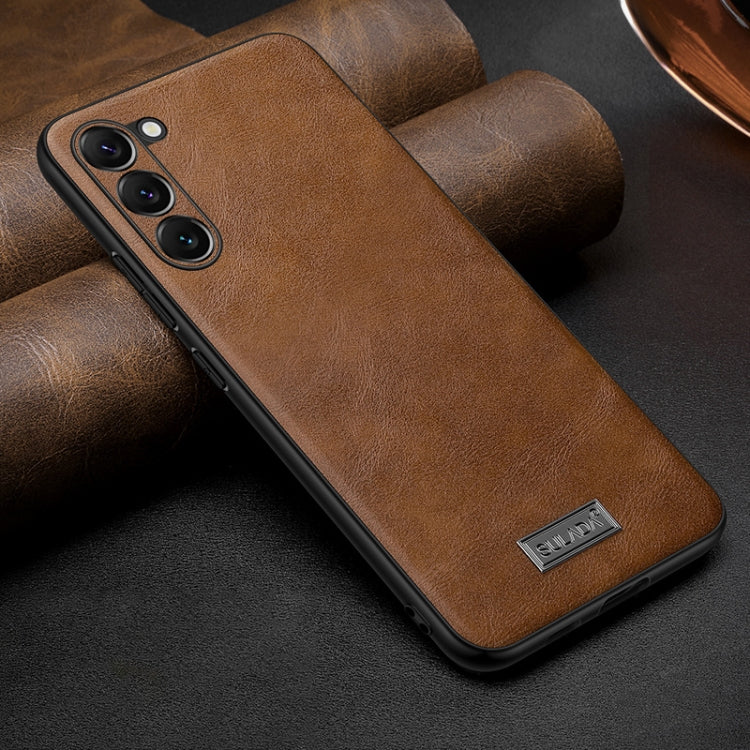 For Samsung Galaxy S25 5G SULADA Shockproof TPU Hybrid Handmade Leather Phone Case(Brown) - Galaxy S25 5G Cases by SULADA | Online Shopping South Africa | PMC Jewellery | Buy Now Pay Later Mobicred