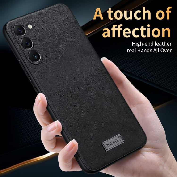 For Samsung Galaxy S25 5G SULADA Shockproof TPU Hybrid Handmade Leather Phone Case(Black) - Galaxy S25 5G Cases by SULADA | Online Shopping South Africa | PMC Jewellery | Buy Now Pay Later Mobicred