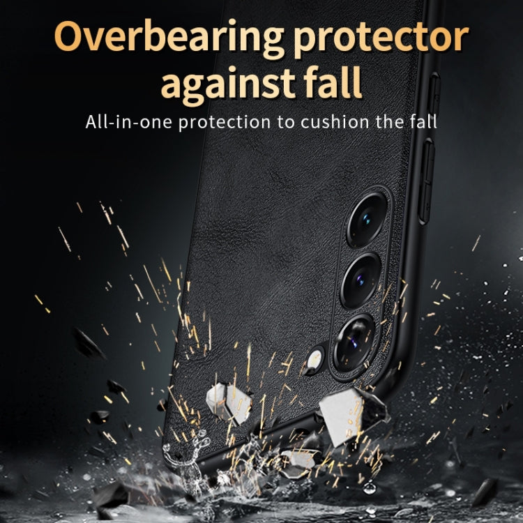 For Samsung Galaxy S25 Ultra 5G SULADA Shockproof TPU Hybrid Handmade Leather Phone Case(Black) - Galaxy S25 Ultra 5G Cases by SULADA | Online Shopping South Africa | PMC Jewellery | Buy Now Pay Later Mobicred