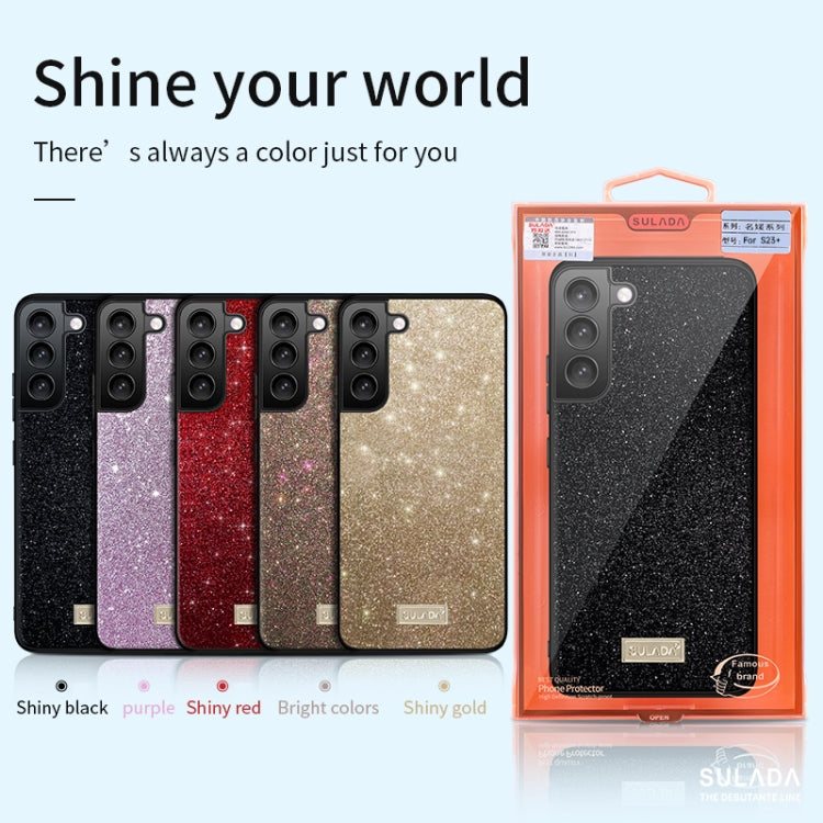 For Samsung Galaxy S25 5G SULADA Glittery TPU Hybrid Handmade Leather Phone Case(Red) - Galaxy S25 5G Cases by SULADA | Online Shopping South Africa | PMC Jewellery | Buy Now Pay Later Mobicred