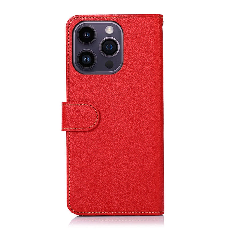 For iPhone 16 Pro KHAZNEH Litchi Texture Leather RFID Phone Case(Red) - iPhone 16 Pro Cases by PMC TechLife | Online Shopping South Africa | PMC TechLife | Buy Now Pay Later Mobicred