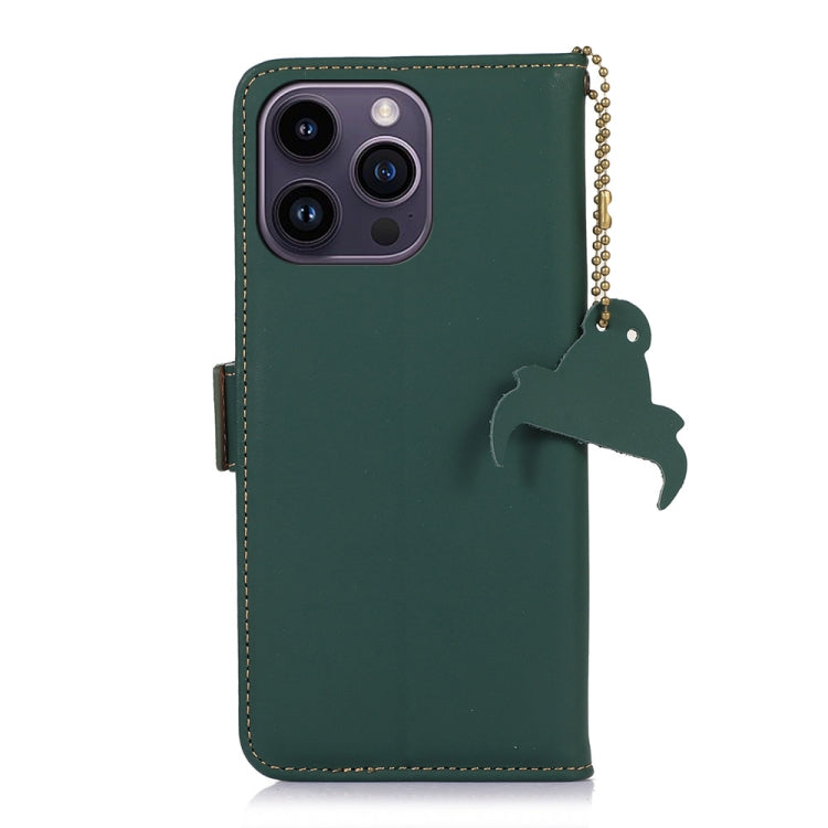 For iPhone 16 Pro Max Genuine Leather Magnetic RFID Leather Phone Case(Green) - iPhone 16 Pro Max Cases by PMC TechLife | Online Shopping South Africa | PMC TechLife | Buy Now Pay Later Mobicred