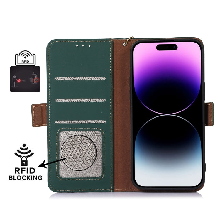 For iPhone 16 Pro Max Genuine Leather Magnetic RFID Leather Phone Case(Green) - iPhone 16 Pro Max Cases by PMC TechLife | Online Shopping South Africa | PMC TechLife | Buy Now Pay Later Mobicred