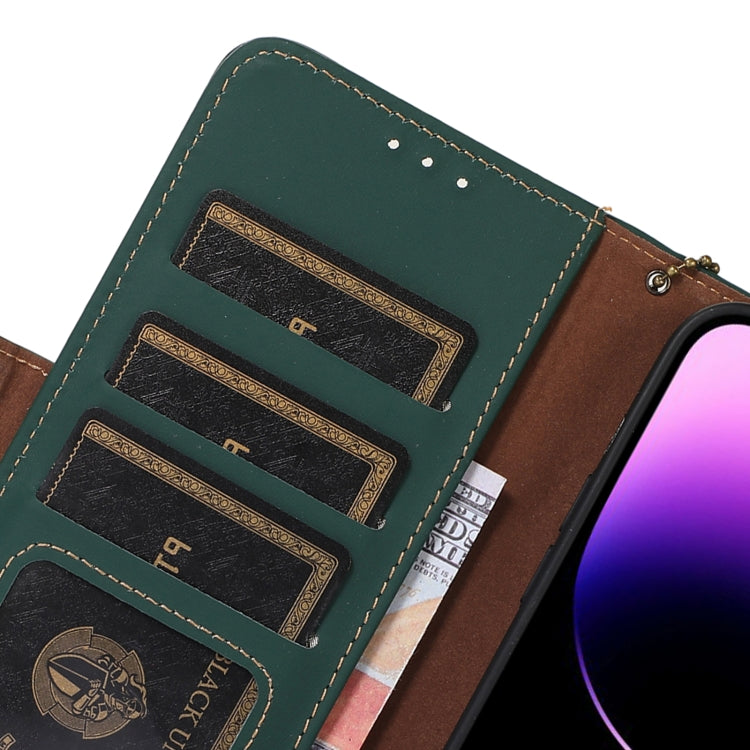 For iPhone 16 Pro Max Genuine Leather Magnetic RFID Leather Phone Case(Green) - iPhone 16 Pro Max Cases by PMC TechLife | Online Shopping South Africa | PMC TechLife | Buy Now Pay Later Mobicred