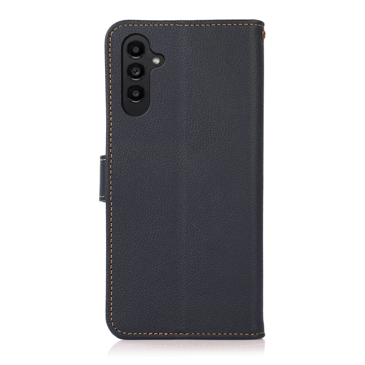 For Samsung Galaxy S24+ KHAZNEH Custer Genuine Leather RFID Phone Case(Blue) - Galaxy Phone Cases by PMC Jewellery | Online Shopping South Africa | PMC Jewellery | Buy Now Pay Later Mobicred
