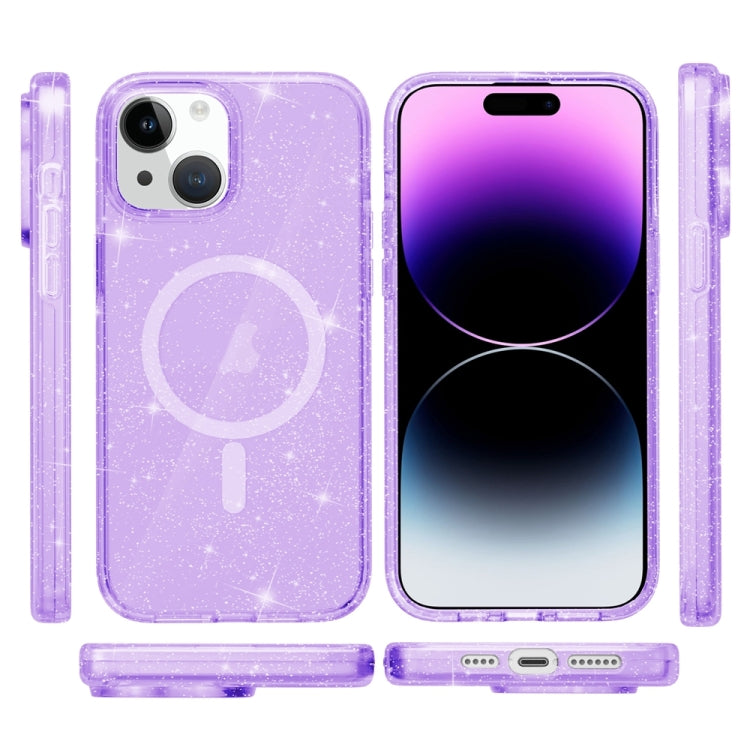 For iPhone 15 Plus Terminator Style Glitter Powder MagSafe Magnetic Phone Case(Purple) - iPhone 15 Plus Cases by PMC TechLife | Online Shopping South Africa | PMC TechLife