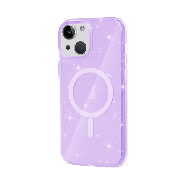 For iPhone 15 Plus Terminator Style Glitter Powder MagSafe Magnetic Phone Case(Purple) - iPhone 15 Plus Cases by PMC Jewellery | Online Shopping South Africa | PMC Jewellery