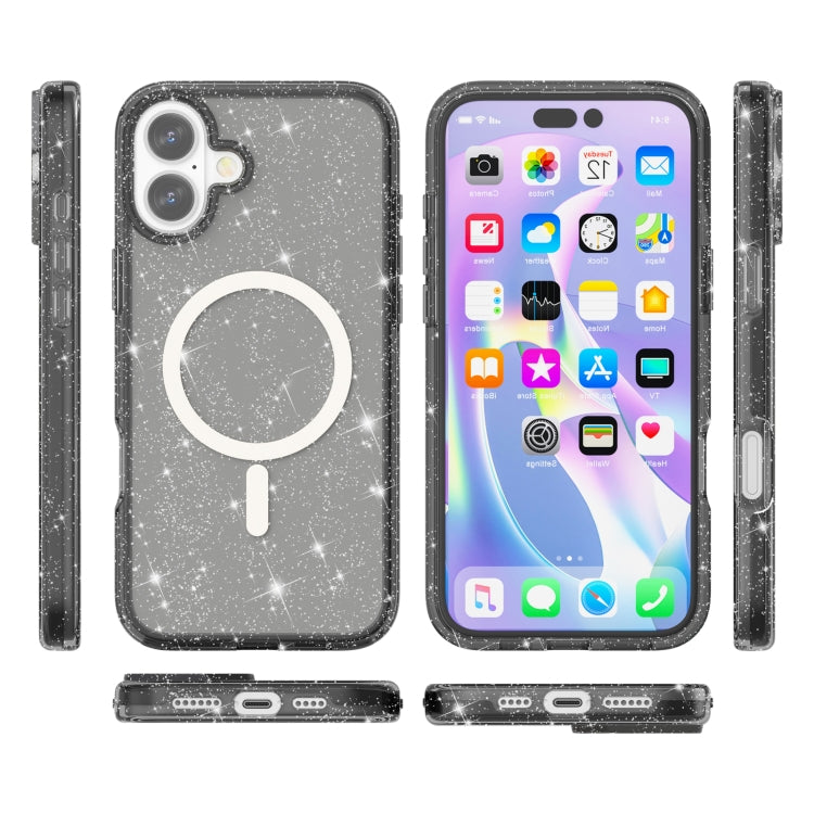 For iPhone 16 Plus Terminator Style Glitter Powder MagSafe Magnetic Phone Case(Black) - free shipping - PMC TechLife - Order now!