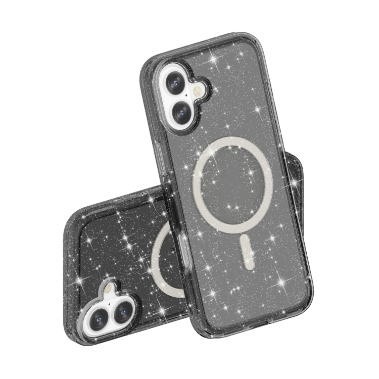 For iPhone 16 Plus Terminator Style Glitter Powder MagSafe Magnetic Phone Case(Black) - iPhone 16 Plus Cases by PMC Jewellery | Online Shopping South Africa | PMC Jewellery | Buy Now Pay Later Mobicred