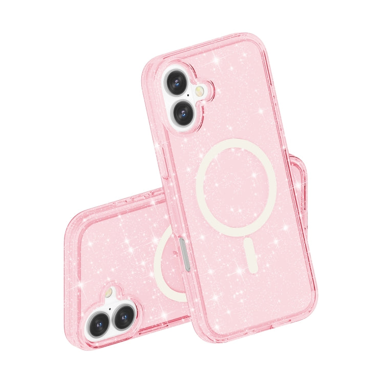 For iPhone 16 Terminator Style Glitter Powder MagSafe Magnetic Phone Case(Pink) - iPhone 16 Cases by PMC Jewellery | Online Shopping South Africa | PMC Jewellery | Buy Now Pay Later Mobicred