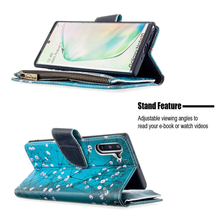 For Samsung Galaxy Note 10 Colored Drawing Pattern Zipper Horizontal Flip Leather Case with Holder & Card Slots & Wallet(Plum Blossom) - Galaxy Phone Cases by PMC TechLife | Online Shopping South Africa | PMC TechLife