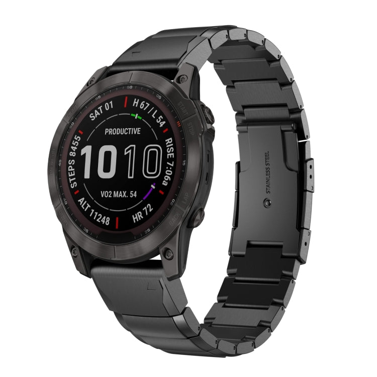 For Garmin Epix Pro 51mm Tortoise Shell Stainless Steel Watch Band(Black) - Watch Bands by PMC TechLife | Online Shopping South Africa | PMC TechLife
