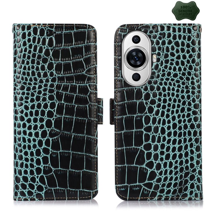 For Huawei Nova 11 Crocodile Top Layer Cowhide Leather Phone Case(Green) - Huawei Cases by PMC TechLife | Online Shopping South Africa | PMC TechLife | Buy Now Pay Later Mobicred