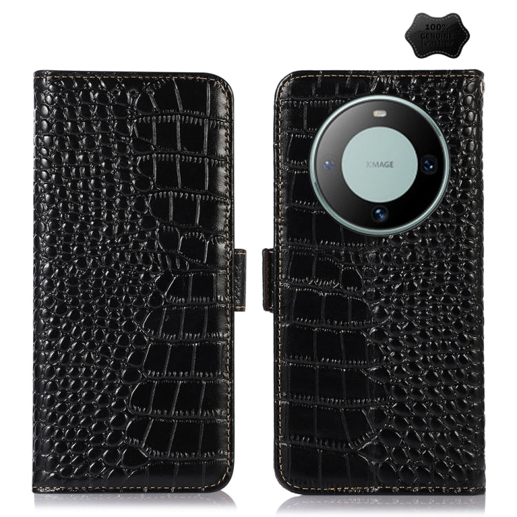 For Huawei Mate 60 Crocodile Top Layer Cowhide Leather Phone Case(Black) - Huawei Cases by PMC TechLife | Online Shopping South Africa | PMC TechLife | Buy Now Pay Later Mobicred