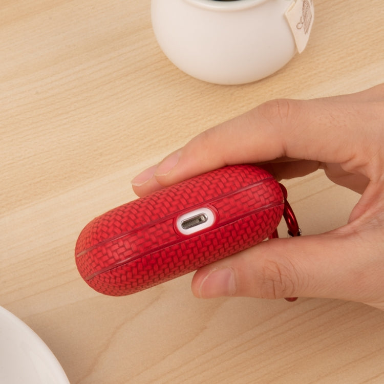 For AirPods 3 Woven Skin Texture PC TWS Earphone Protective Case(Pink) - For AirPods 3 by PMC Jewellery | Online Shopping South Africa | PMC Jewellery | Buy Now Pay Later Mobicred