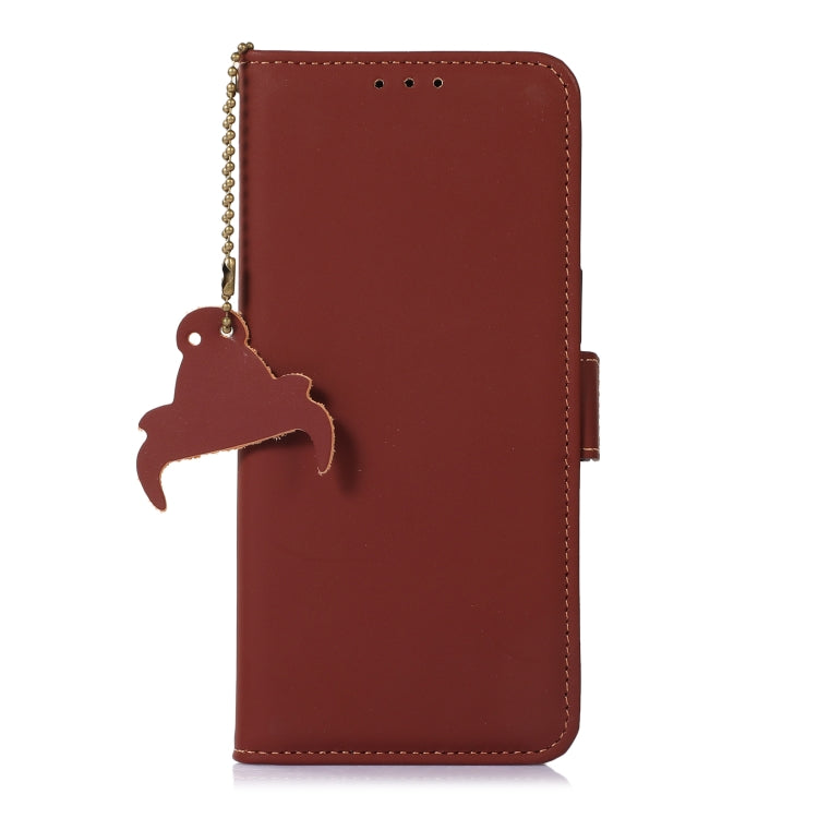 For Honor X6a Genuine Leather Magnetic RFID Leather Phone Case(Coffee) - Honor Cases by PMC TechLife | Online Shopping South Africa | PMC TechLife | Buy Now Pay Later Mobicred