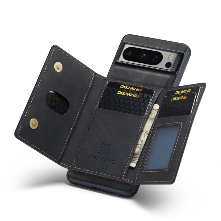 For Google Pixel 8 Pro DG.MING M2 Series 3-Fold Multi Card Bag + Magnetic Phone Case(Black) - Google Cases by DG.MING | Online Shopping South Africa | PMC TechLife | Buy Now Pay Later Mobicred