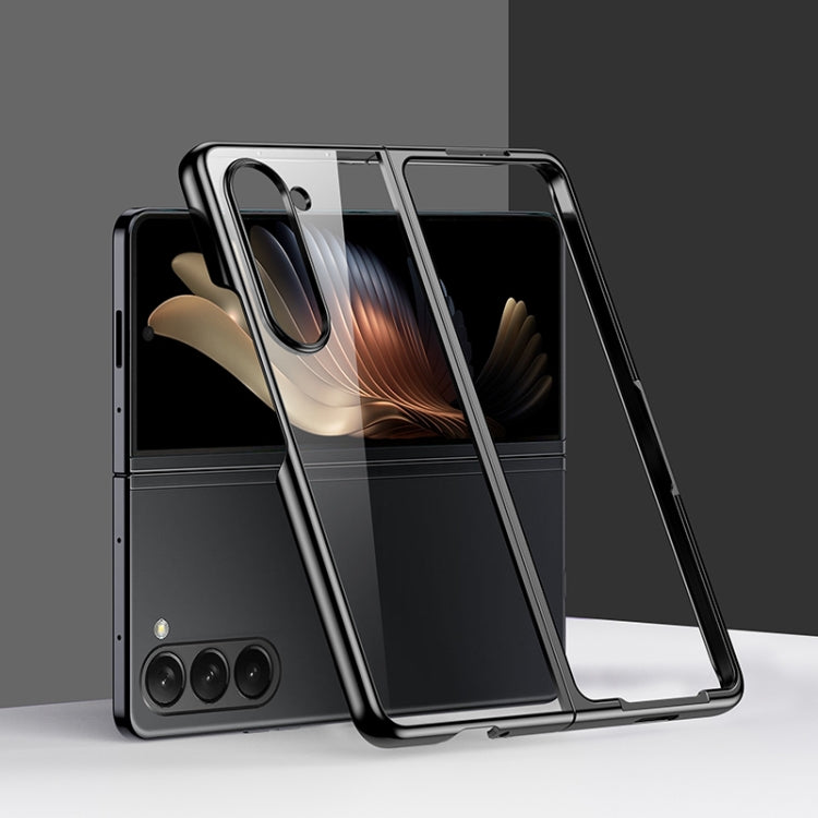 For Samsung Galaxy Z Fold5 5G Transparent Electroplating All-inclusive Folding Phone Case(Black) - Galaxy Z Fold5 Cases by PMC TechLife | Online Shopping South Africa | PMC TechLife
