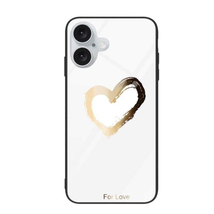 For iPhone 16 Colorful Painted Glass Phone Case(Golden Love) - iPhone 16 Cases by PMC Jewellery | Online Shopping South Africa | PMC Jewellery | Buy Now Pay Later Mobicred