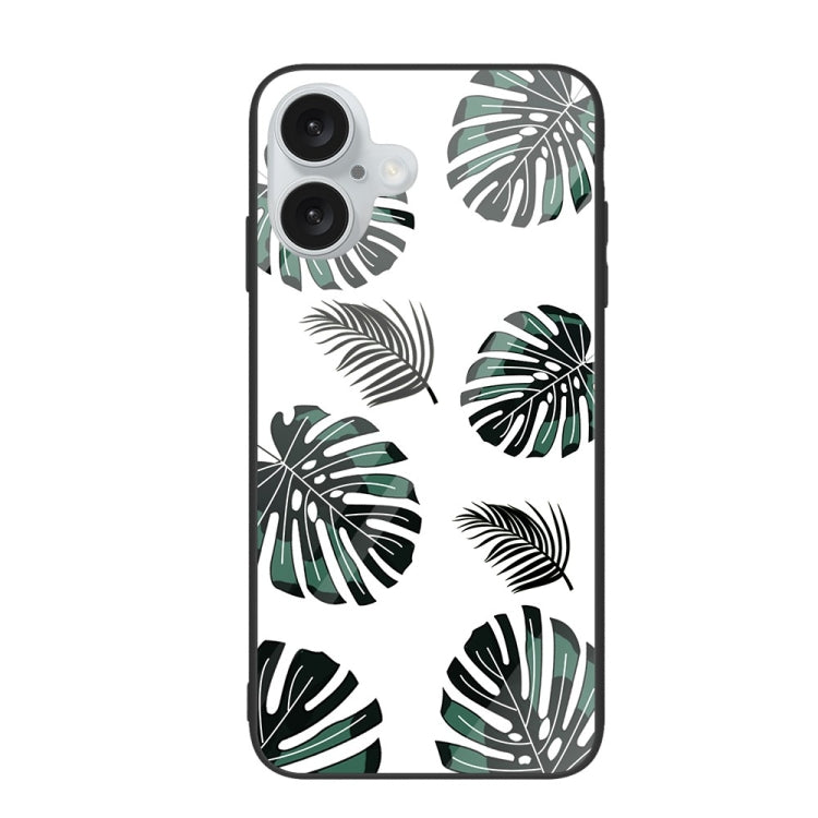 For iPhone 16 Colorful Painted Glass Phone Case(Banana Leaf) - iPhone 16 Cases by PMC Jewellery | Online Shopping South Africa | PMC Jewellery | Buy Now Pay Later Mobicred