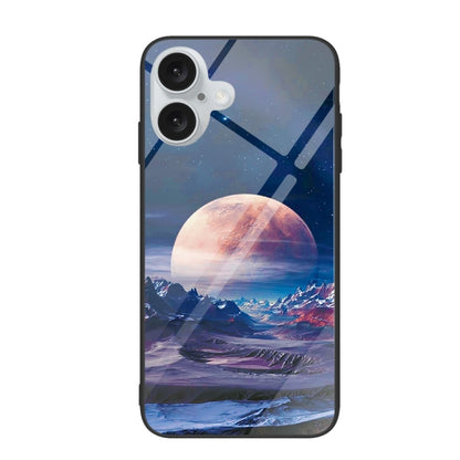 For iPhone 16 Colorful Painted Glass Phone Case(Moon Hill) - iPhone 16 Cases by PMC Jewellery | Online Shopping South Africa | PMC Jewellery | Buy Now Pay Later Mobicred