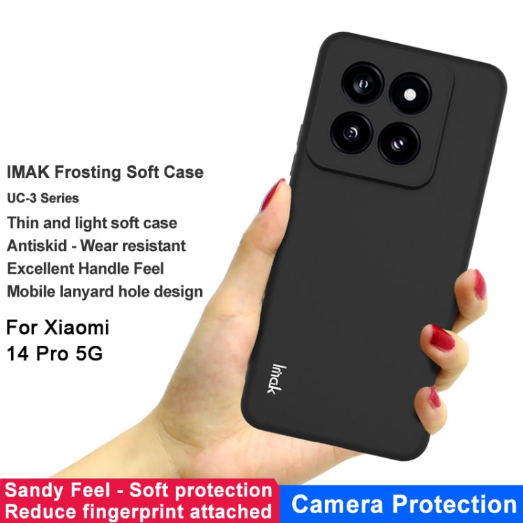 For Xiaomi 14 Pro 5G IMAK UC-3 Series Shockproof Frosted TPU Protective Phone Case(Black) - 14 Pro Cases by imak | Online Shopping South Africa | PMC Jewellery | Buy Now Pay Later Mobicred