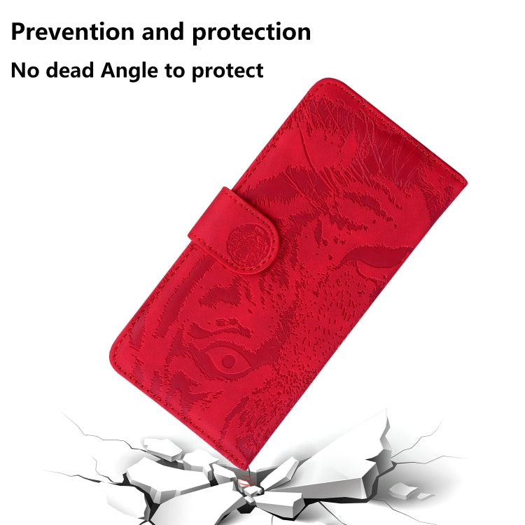 For iPhone 16e Tiger Embossing Pattern Leather Phone Case(Red) - iPhone 16e Cases by PMC TechLife | Online Shopping South Africa | PMC TechLife | Buy Now Pay Later Mobicred