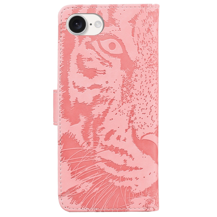 For iPhone 16e Tiger Embossing Pattern Leather Phone Case(Pink) - iPhone 16e Cases by PMC TechLife | Online Shopping South Africa | PMC TechLife | Buy Now Pay Later Mobicred