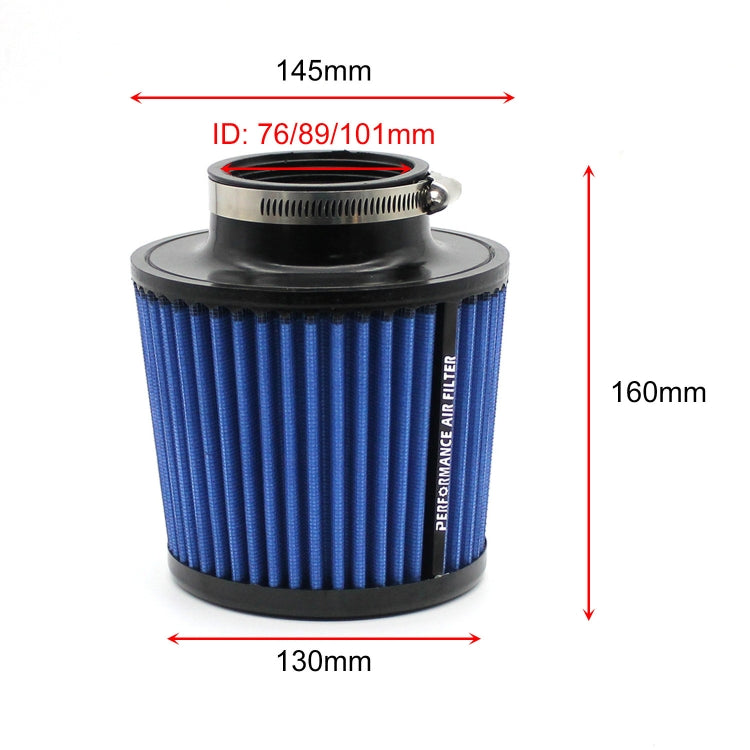 XH-UN077-079 Car High Flow Cold Cone Engine Air Intake Filter, Size:76mm(Blue) - Air Intake System by PMC Jewellery | Online Shopping South Africa | PMC Jewellery | Buy Now Pay Later Mobicred