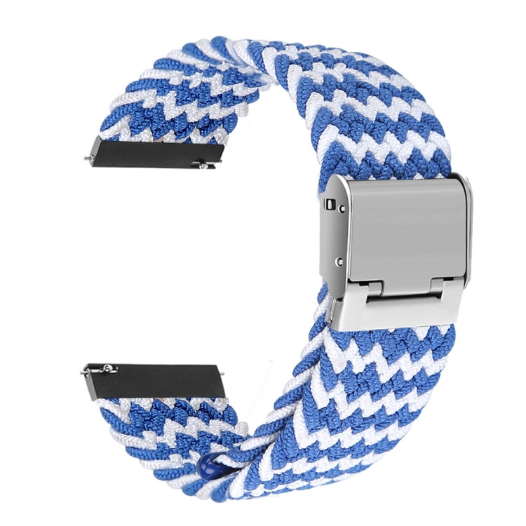 For Huawei Watch 4 / 4 Pro Nylon Braided Metal Buckle Watch Band(W Blue White) - Watch Bands by PMC Jewellery | Online Shopping South Africa | PMC Jewellery