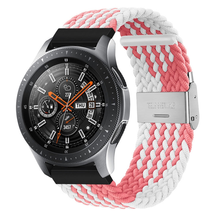 For Huawei Watch 4 / 4 Pro Nylon Braided Metal Buckle Watch Band(Z Pink White) - Watch Bands by PMC Jewellery | Online Shopping South Africa | PMC Jewellery