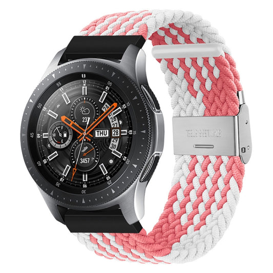 For Huawei Watch 4 / 4 Pro Nylon Braided Metal Buckle Watch Band(Z Pink White) - Watch Bands by PMC Jewellery | Online Shopping South Africa | PMC Jewellery