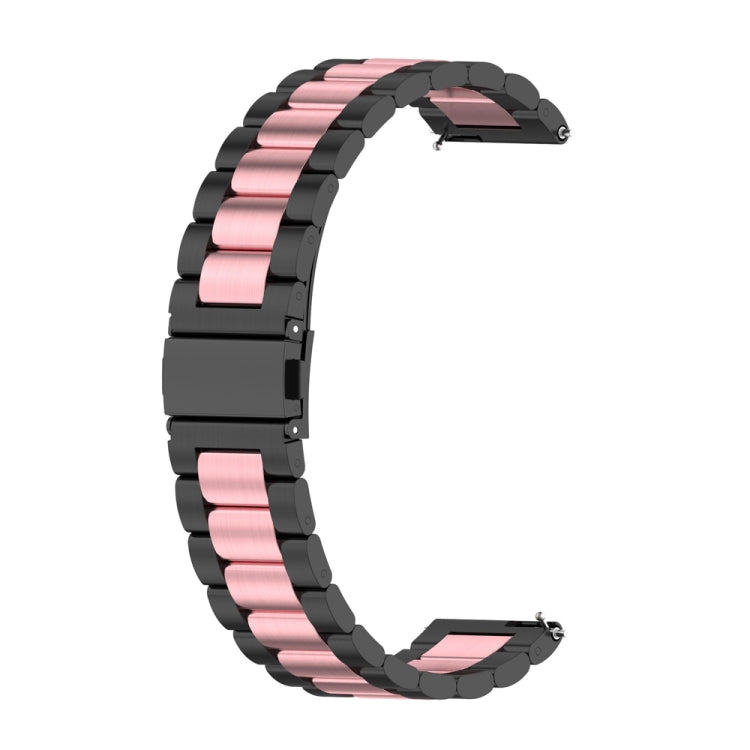 For Huawei Watch 4 / 4 Pro Three Bead Stainless Steel Watch Band(Black Pink) - Watch Bands by PMC Jewellery | Online Shopping South Africa | PMC Jewellery